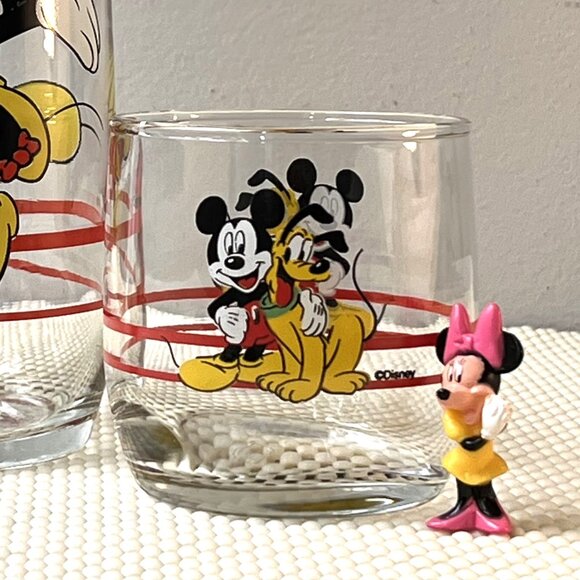 Set 2 Vintage Anchor Hocking Disney Mickey Minnie Mouse Pluto Glass Tumbler - Picture 4 of 6